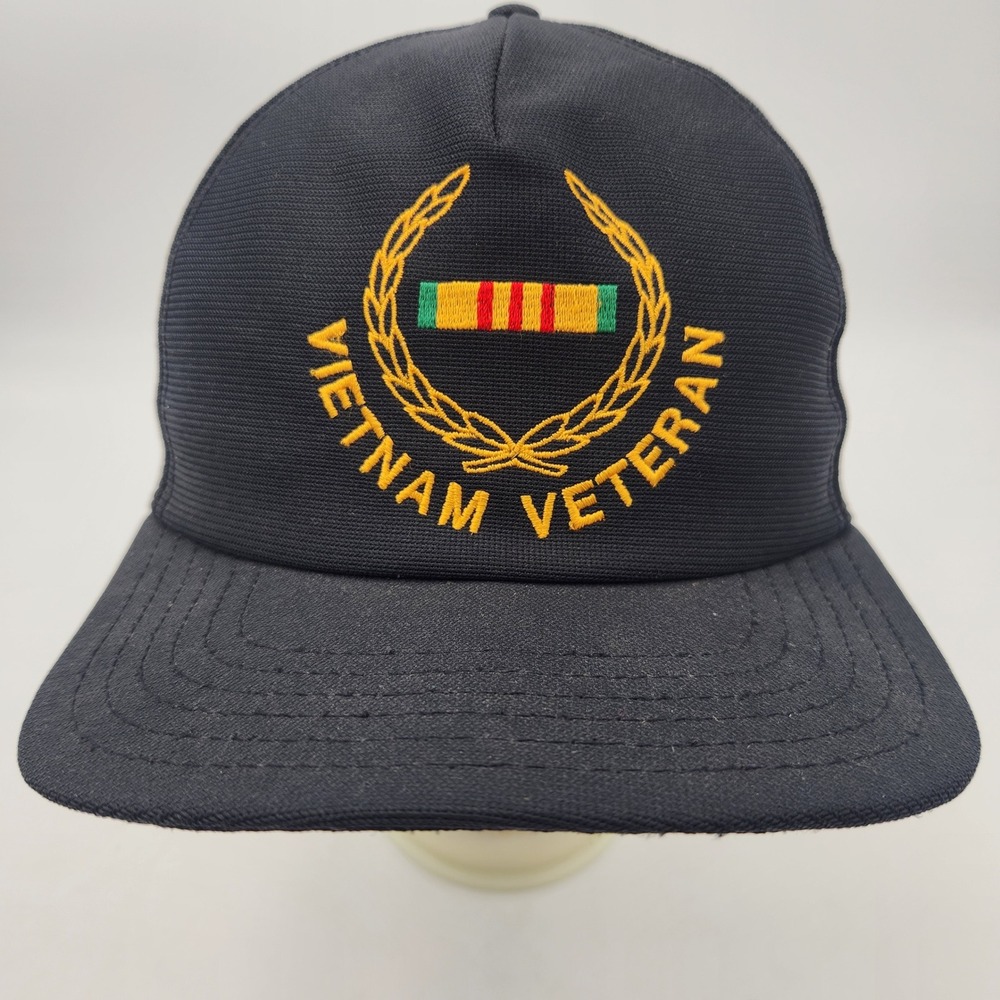 Vietnam Veteran Hat Navy Blue Military Service Ribbon USA Made‎ Baseball Cap